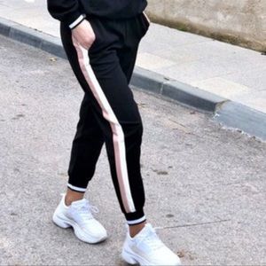 Zara black with pink & white stripe Jogger
